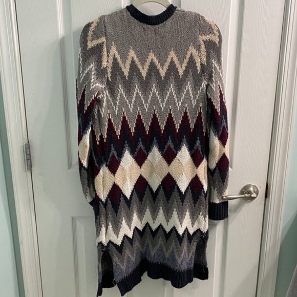 American Eagle Outfitters Long Cardigan - Zig-Zag/Diamond Print - Picture 8 of 12
